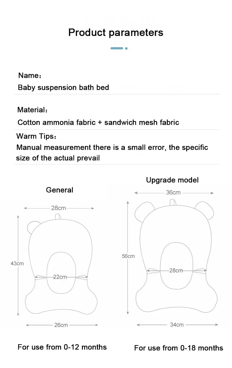 Adjustable Bath Tub Shower Cushion Newborn Support Seat Mat Baby Bath Seat Floating Water Pad Portable Foldable Baby Bathtub Pad