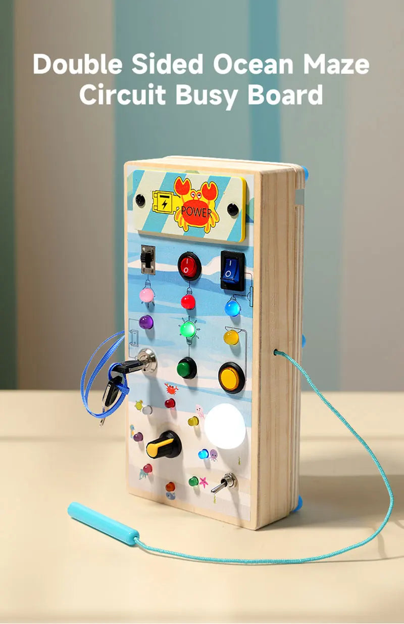 Montessori Busy Board Children Toys Led Light Switch Simulate Car Steering Wheel Travel Activities Sensory Game Educational Toys