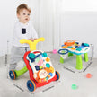 Baby Cartoon Push Walker Toys with Music Drawing Board Multifunction Activity Learning Walk Toddler Walker for 12M+ Infants