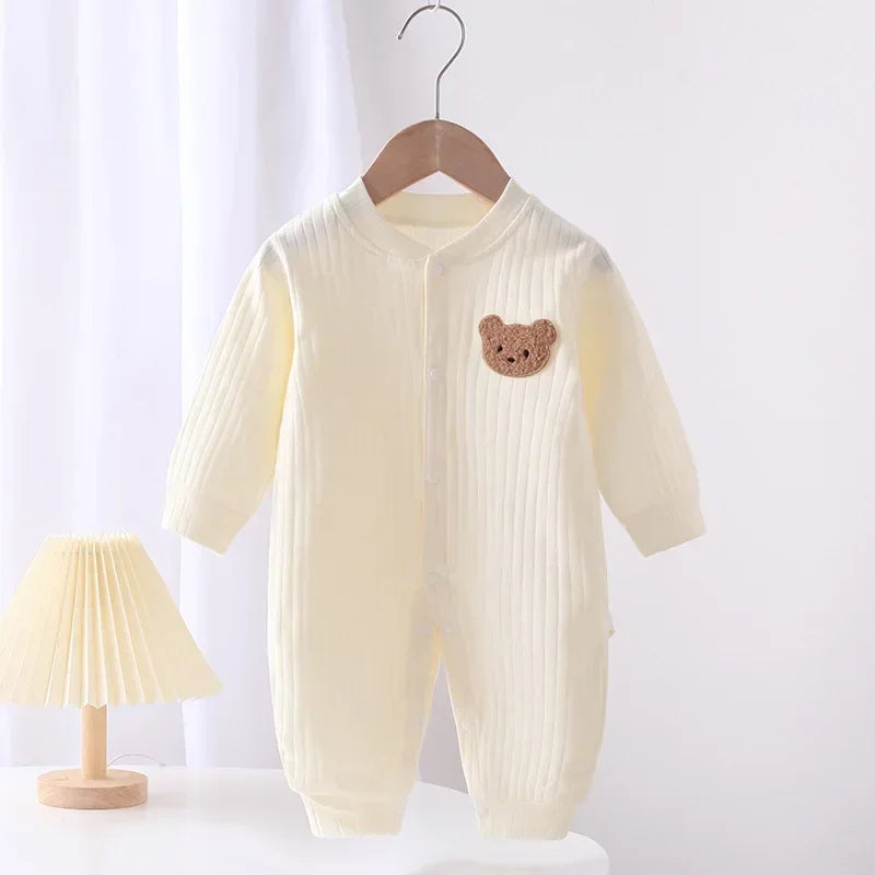 Baby Clothes Bodysuit&One Pieces Boys Girls Newborn Rompers Solid Color 100 Cotton 0-24M Long Sleeve Loungewear Outfit