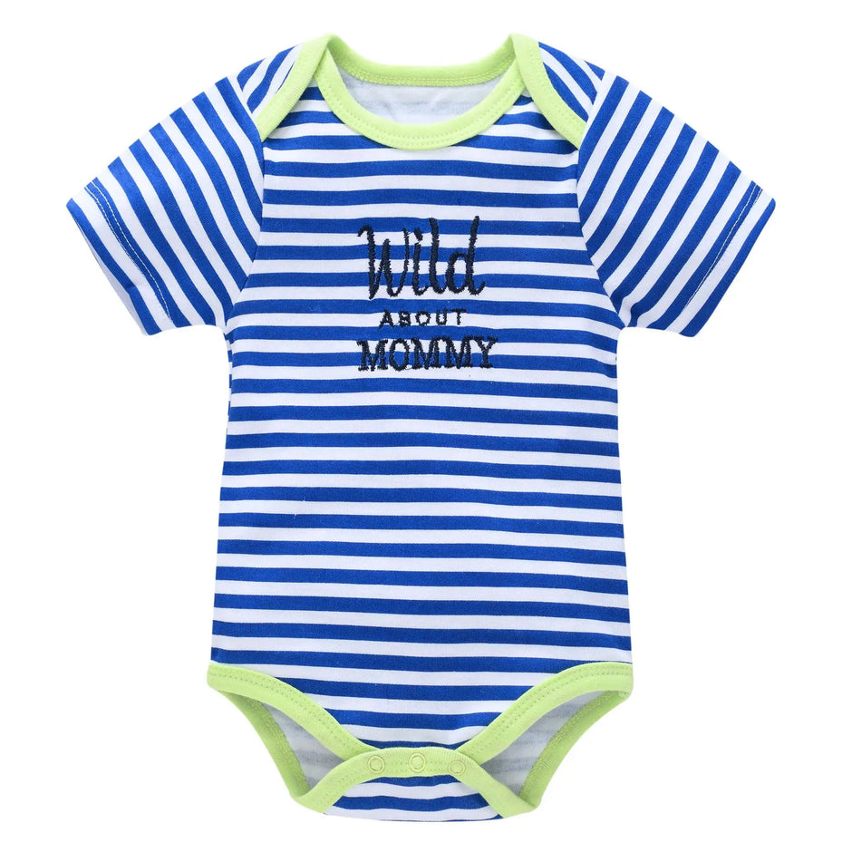 New Baby Boy Clothes Summer 100%Cotton Blue Grey Tie Print Three Piece Short Sleeve Bodysuit Pants vetements bebe For 0-12M