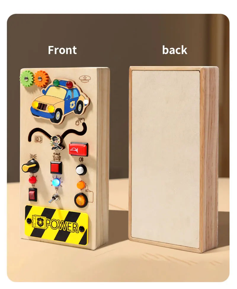 Montessori Busy Board Children Toys Led Light Switch Simulate Car Steering Wheel Travel Activities Sensory Game Educational Toys