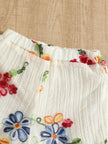 Summer New Arrival Girls' Colorful Embroidered Lace Floral Embroidery Craftsmanship Double-Layer Sleeveless Short-Sleeve Top & E