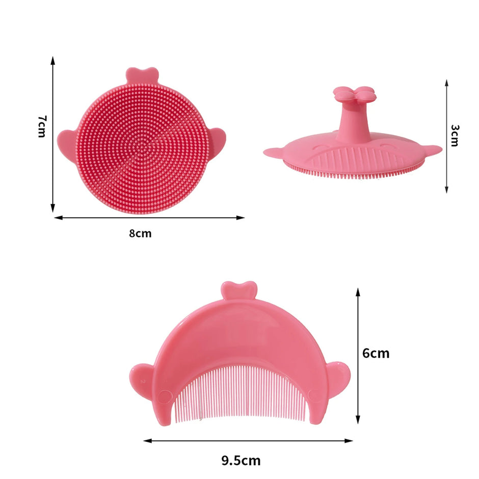 2pcs Set Infant Silicon Head Massager Fetal Head Fat Comb Toddler Bathing Soft Comb Newborn Hair Cleaning Baby Care Accessories