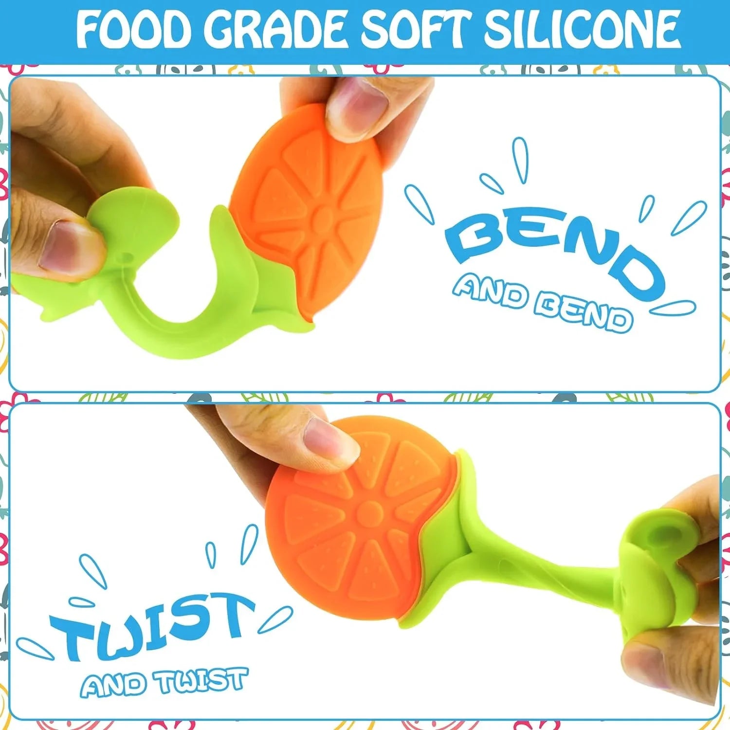 Teething Baby Toy Silicone Teether for Teeth Babies Accessories Newborn Fruit Sucking Chew Toys For Newborn Baby BPA-Fre Gift