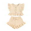 ma&baby 6M-4Y Toddler Infant Kid Baby Girl Clothes Sets Ruffle Button Tops Shorts Summer Casual Clothing Outfits