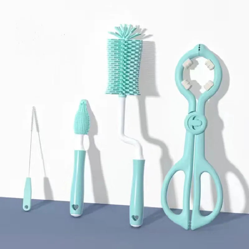 Silicone Bottle Cleaning Brush Baby Pacifier Straw Scrubber Small Brush 360 Degree Glass Cup Washing Kitchen Cleaning Tool Set