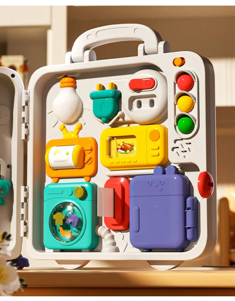 Baby Sensory Busy Board Montessori Toys Music Lights Switch Multifunction Travel Play Early Educational Activities Toy for Kids