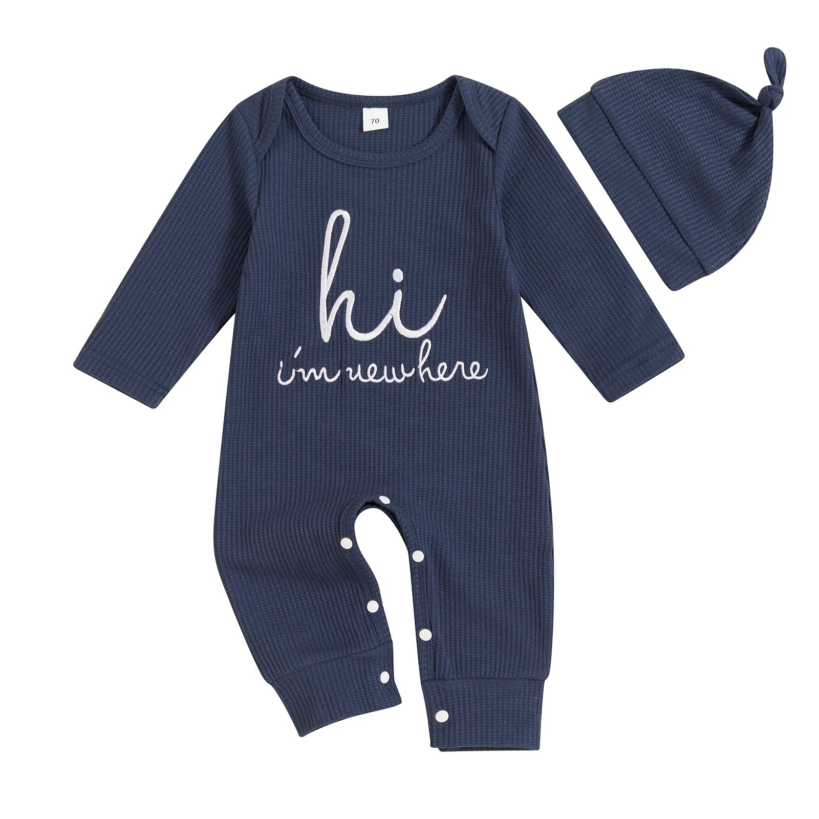 Citgeett Autumn Infant Baby Boy Romper Casual Letter Print Long Sleeve Jumpsuit Beanies Hat Set Fall Outfit Clothes