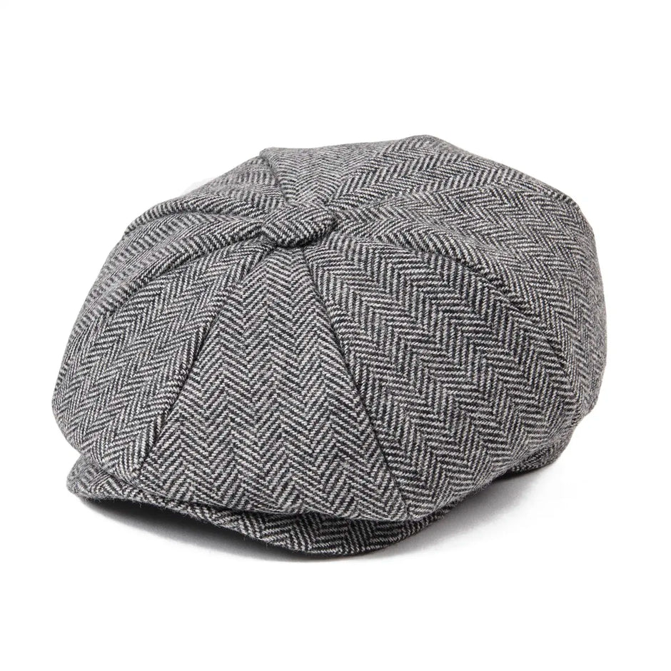 JANGOUL Small Size Baker Boy Cap Wool Blend Newsboy Caps Boy Girl Men Women Herringbone Flat Hat Driver Gatsby Hats Cabbies 001