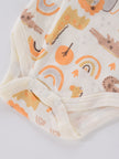 4PCS Newborn Infant Romper Short Sleeve Round Neck Cartoon Animal Flowers Print Bodysuit Onesies For Baby Boys And Girls Clothes