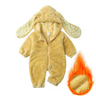 Baby Plush Rompers Winter Toddler Warm Polar Fleece Outfits Newborn Long Sleeve Bunny Ear Hooded Zipper Closure Jumpsuits