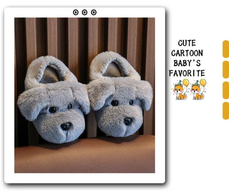 Children's Cotton Slippers for Boys Aged 1-5 Years Old Cute Cartoon Girls' Slippers Infants and Young Children Autumn and Winter