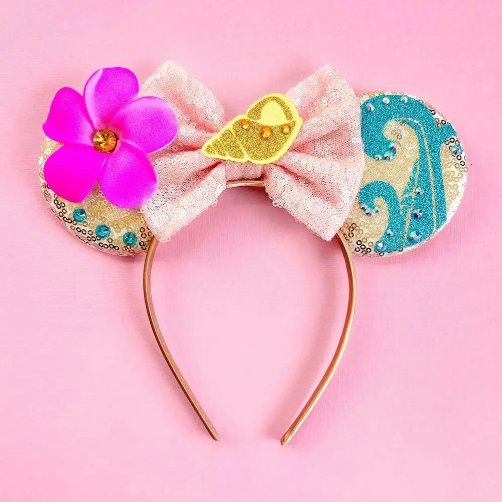 2025 New Style Mickey Minnie Ear Headband Sequin Bows Girl Adult Kids Halloween Party Cosplay Hair Accessories Princess Hairband