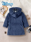 【Officially Licensed】Disney Mickey Mouse Spring and Autumn Style Baby Boy Home Robe Cute Cartoon Mickey Mouse Head Print Belted Hooded Robe Children's Daily Casual Skin-Friendly Soft Warm Comfortable Children's Clothing B