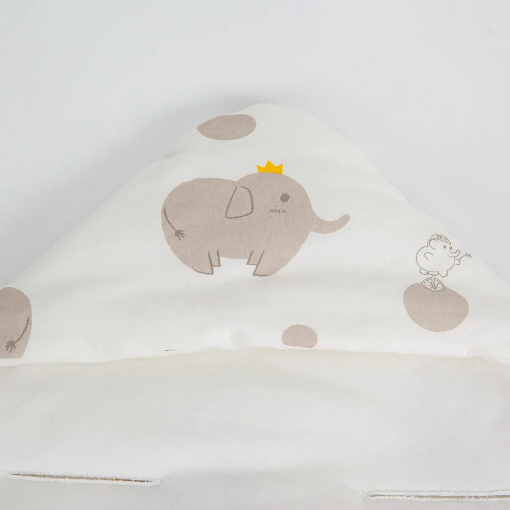 Newborn Baby Blanket With Windproof Hooded In Infant Car Seat Warm For Newborn Hospital Discharge Grey Elephant 0-6 Months