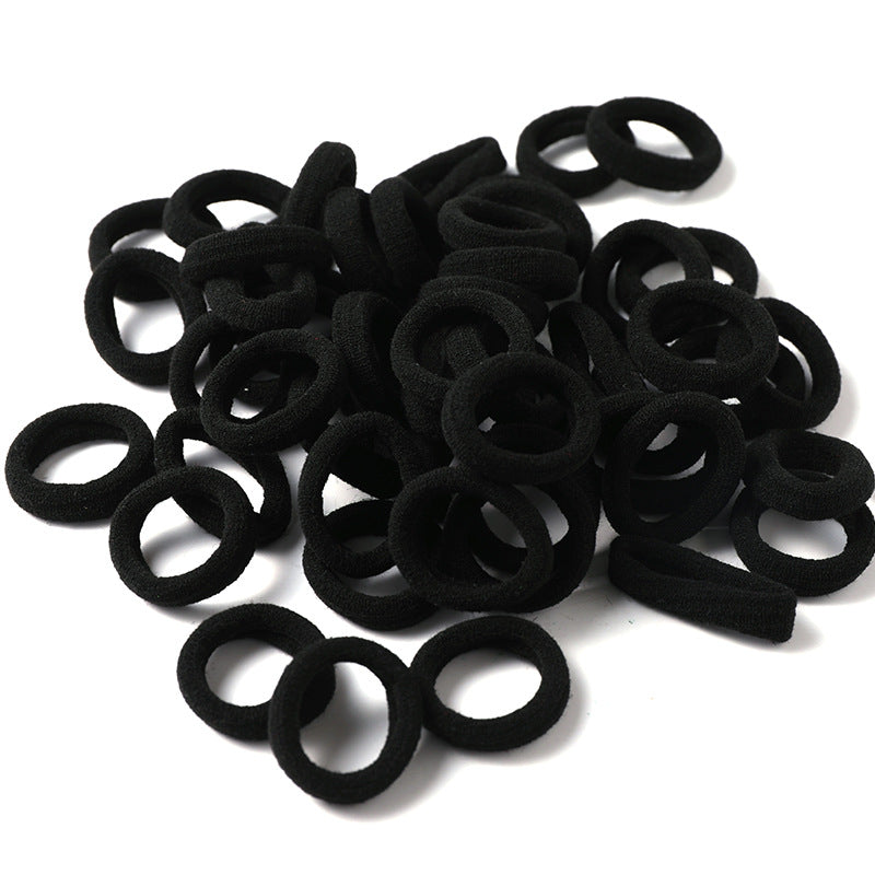 50pcs 3cm Candy Color Nylon Elastic Hair Bands Rubber Bands Scrunchies Hair Ropes Ponytail Holder Hair Accessories Set Black Red