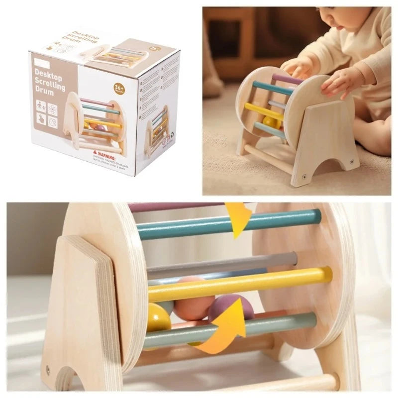 Baby Wooden Musical Instrument Toy Handheld Bell Ringing Rattle for Toddlers Sensory Development Early Childhood Education