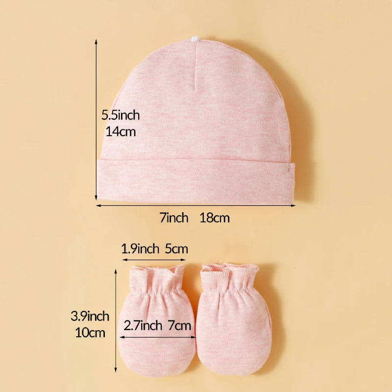 3 Sets of Baby Girls Hats and Gloves 100% Cotton Soft and Comfortable Preventing Scratches On The Face Fashionable Simple