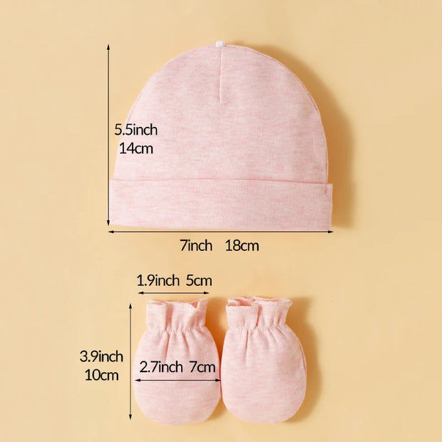 3 Sets of Baby Girls Hats and Gloves 100% Cotton Soft and Comfortable Preventing Scratches On The Face Fashionable Simple