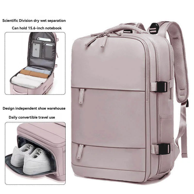 Large capacity women's dry wet separation backpack, commuting computer bag, multifunctional waterproof backpack