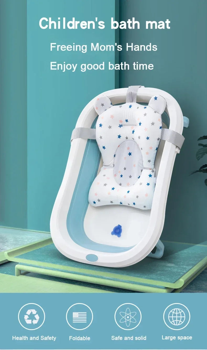 Adjustable Bath Tub Shower Cushion Newborn Support Seat Mat Baby Bath Seat Floating Water Pad Portable Foldable Baby Bathtub Pad