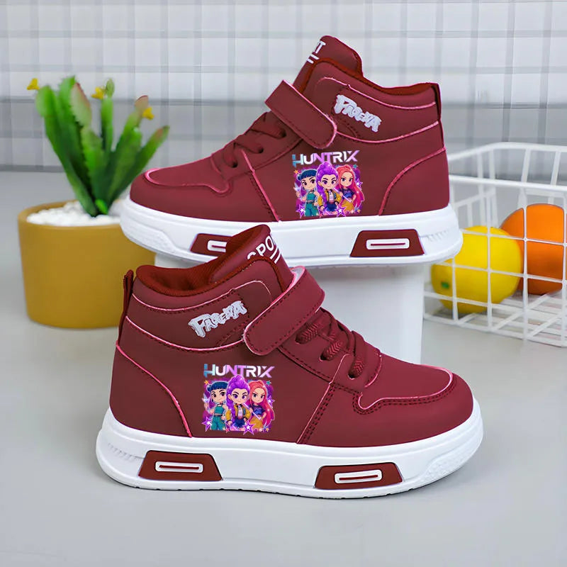 New Kpop Demon Hunter Children Sneakers For Girls High-Top Shoe Autumn White Shoe Casual Running Shoe Anti Slip Soft Sole Tenis