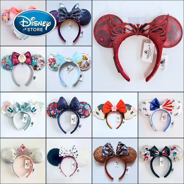 Disney Princess Headband Mickey Ear Rapunzel Snow White Sequin Bow Hair Hoop Gift Girl Accessories Halloween Gift Christmas Jack