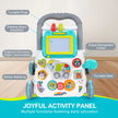 Baby Cartoon Push Walker Toys with Music Drawing Board Multifunction Activity Learning Walk Toddler Walker for 12M+ Infants