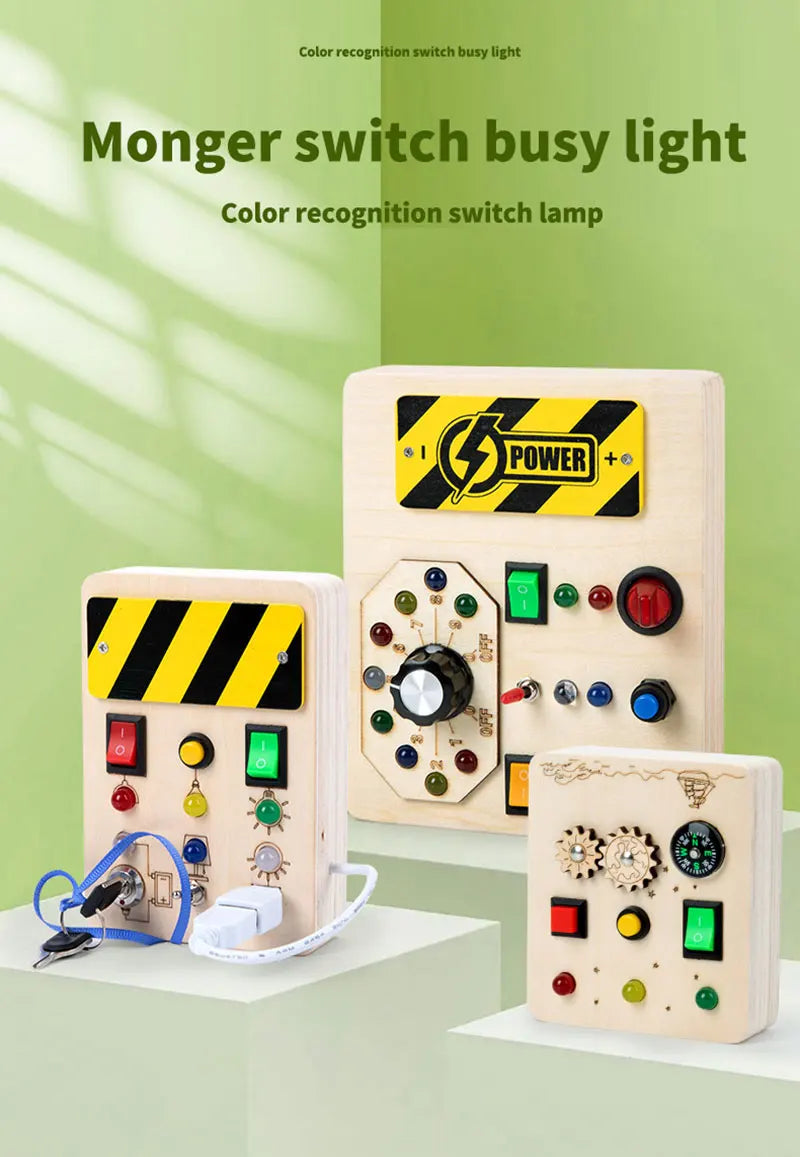 Montessori Busy Board Children Toys Led Light Switch Simulate Car Steering Wheel Travel Activities Sensory Game Educational Toys