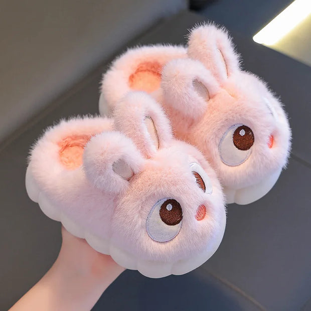 Children's Rabbit Cotton Slippers, Anti-slip, Warm, Indoor, Home, Parent and Child, Baby Shoes, Winter