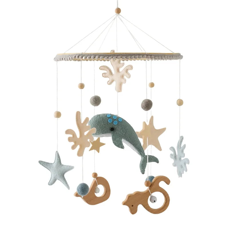 Baby Wooden Bedbell Bracket 0-12 Months Bed Bell Bracket Wooden Mobile Newborn Crochet Bed Bell Hanging Toys Newbaby Rattle Toys