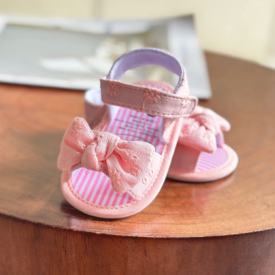 Infant Baby Girls Summer Sandals with Flower Soft Sole Newborn Toddler First Walker Crib Dress Shoes