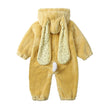 Baby Plush Rompers Winter Toddler Warm Polar Fleece Outfits Newborn Long Sleeve Bunny Ear Hooded Zipper Closure Jumpsuits