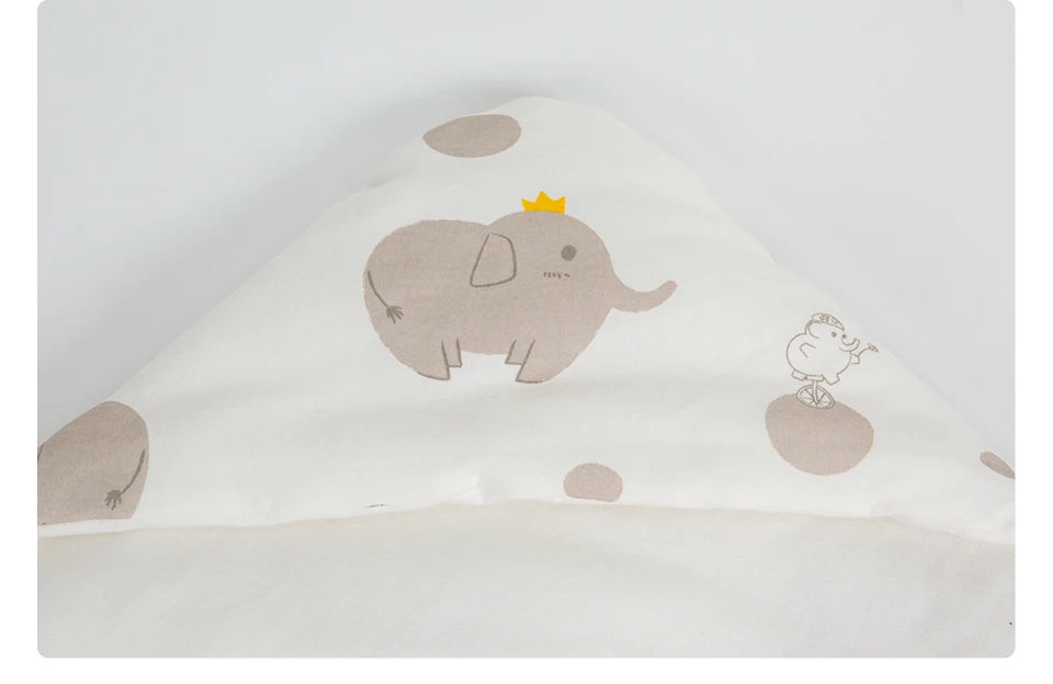 Newborn Baby Blanket With Windproof Hooded In Infant Car Seat Warm For Newborn Hospital Discharge Grey Elephant 0-6 Months