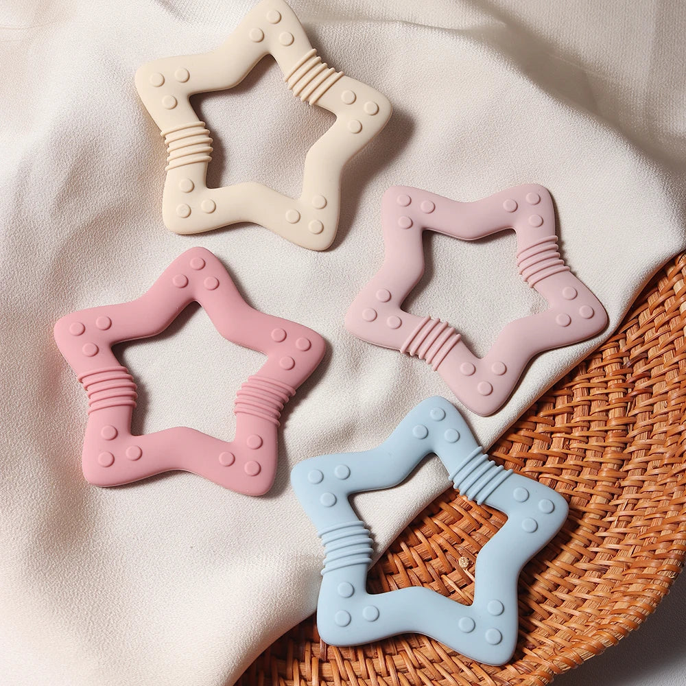New star silicone teether Food Grade heart baby Teething toy