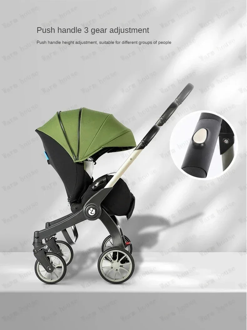 2025 New Baby Stroller 4in1 Multifunctional Newborn Baby Stroller 3in1 Foldable Basket Type Seat Lightweight Travel Pram