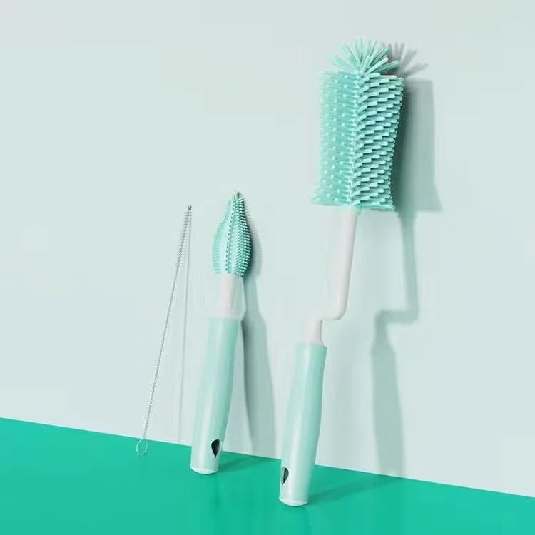 Silicone Bottle Cleaning Brush Baby Pacifier Straw Scrubber Small Brush 360 Degree Glass Cup Washing Kitchen Cleaning Tool Set
