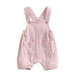 pudcoco Baby Summer Suspenders Jumpsuit Solid Color Sleeveless Romper with Pockets for Newborn Infant Boy Girls