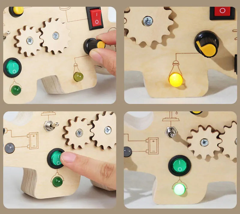 Montessori Busy Board Children Toys Led Light Switch Simulate Car Steering Wheel Travel Activities Sensory Game Educational Toys