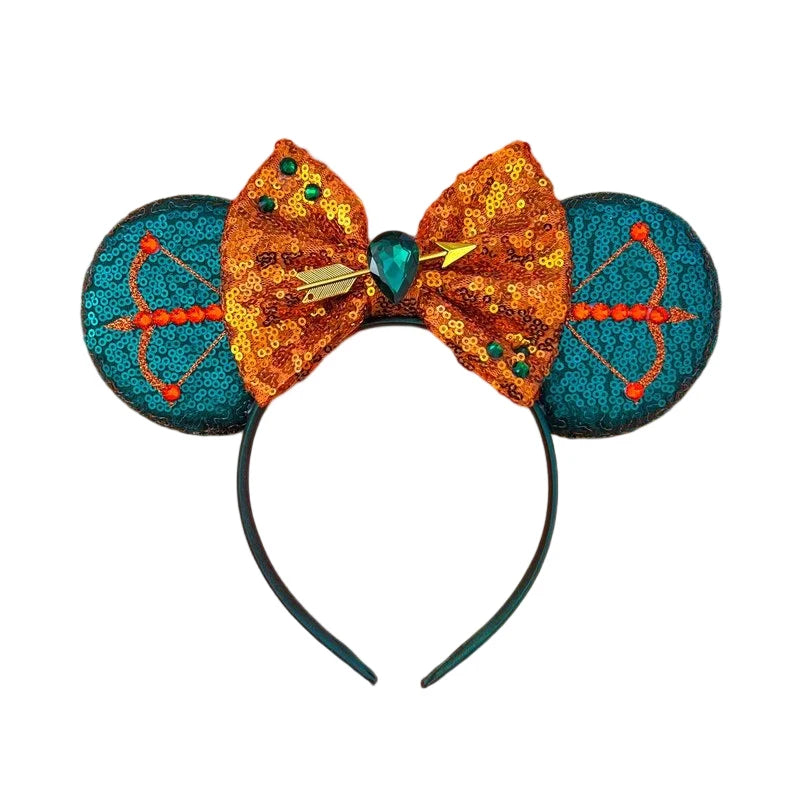 2025 New Style Mickey Minnie Ear Headband Sequin Bows Girl Adult Kids Halloween Party Cosplay Hair Accessories Princess Hairband