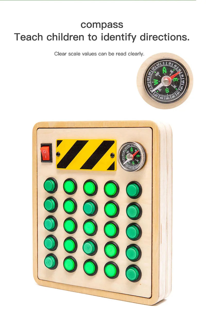 Montessori Busy Board Children Toys Led Light Switch Simulate Car Steering Wheel Travel Activities Sensory Game Educational Toys