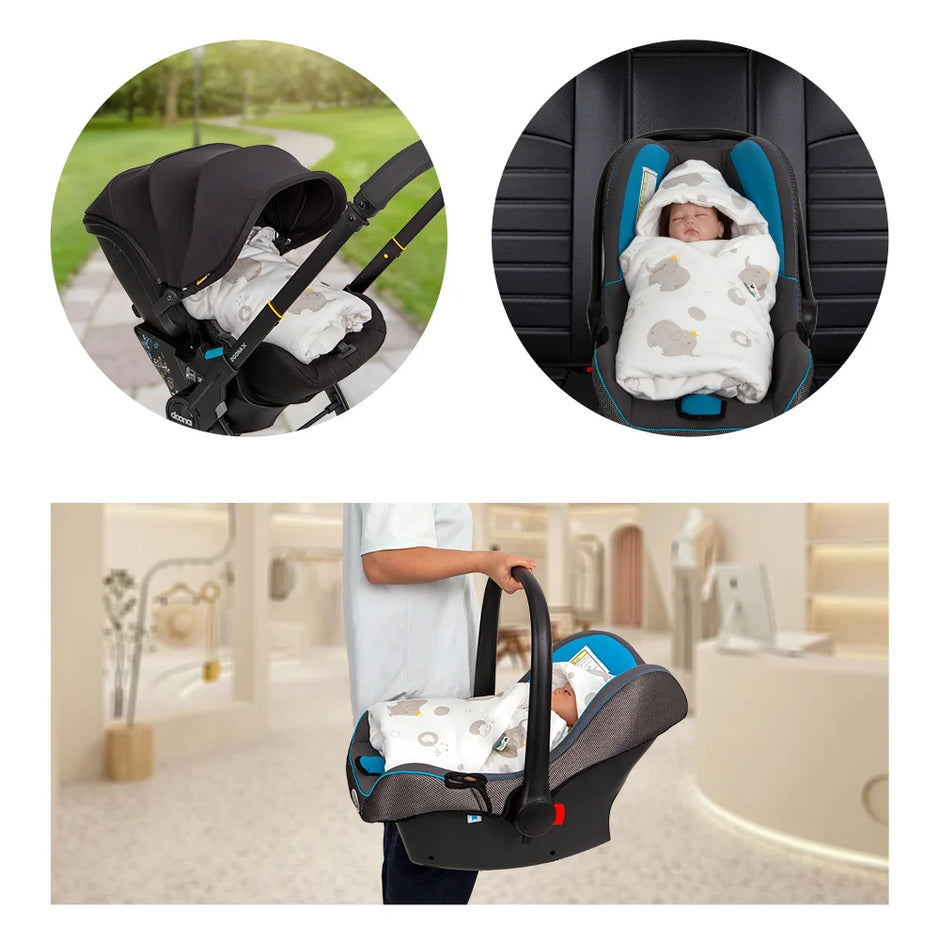 Newborn Baby Blanket With Windproof Hooded In Infant Car Seat Warm For Newborn Hospital Discharge Grey Elephant 0-6 Months