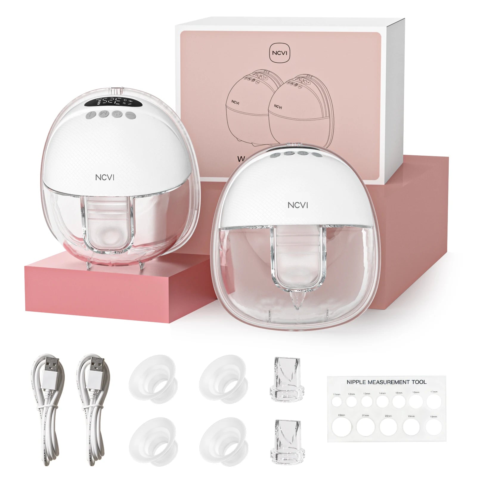 NCVI Electric Breast Pump,Hands-Free breastfeeding Pump with 4 Modes & 9 Levels,Low Noise,19/21/24mm flanges