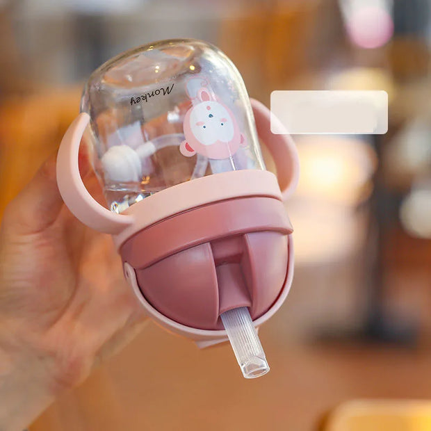 250ml baby feeding cup, children learn to feed, drinking bottle, training cup with straw, leak-proof and choking-proof baby cup