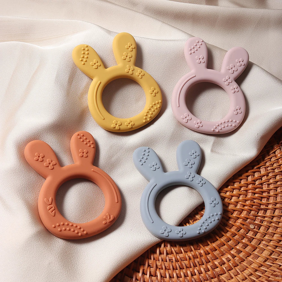 New Baby Teether carrot bunny Shape Silicone Teether Teething Toy Kids Sensory Educational teething Toy