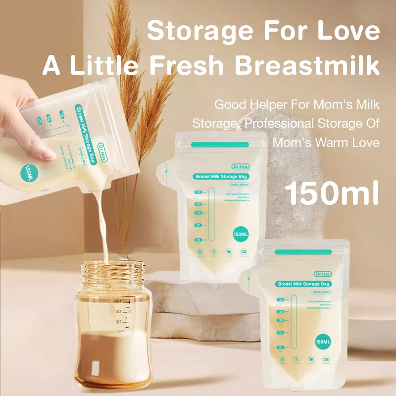 MAMIJOY 10/30/100Pcs 150ML Breast Milk Storage Bag Disposable Small Capacity Frozen Milk Storage Bag BPA Free Safe Feeding Bags