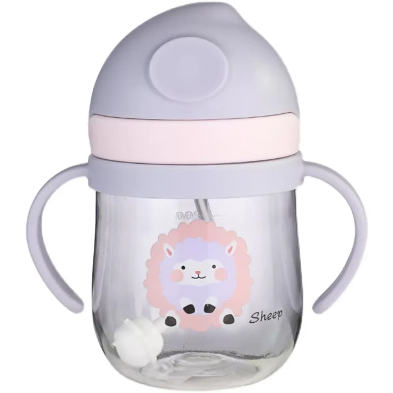 250ml baby feeding cup, children learn to feed, drinking bottle, training cup with straw, leak-proof and choking-proof baby cup