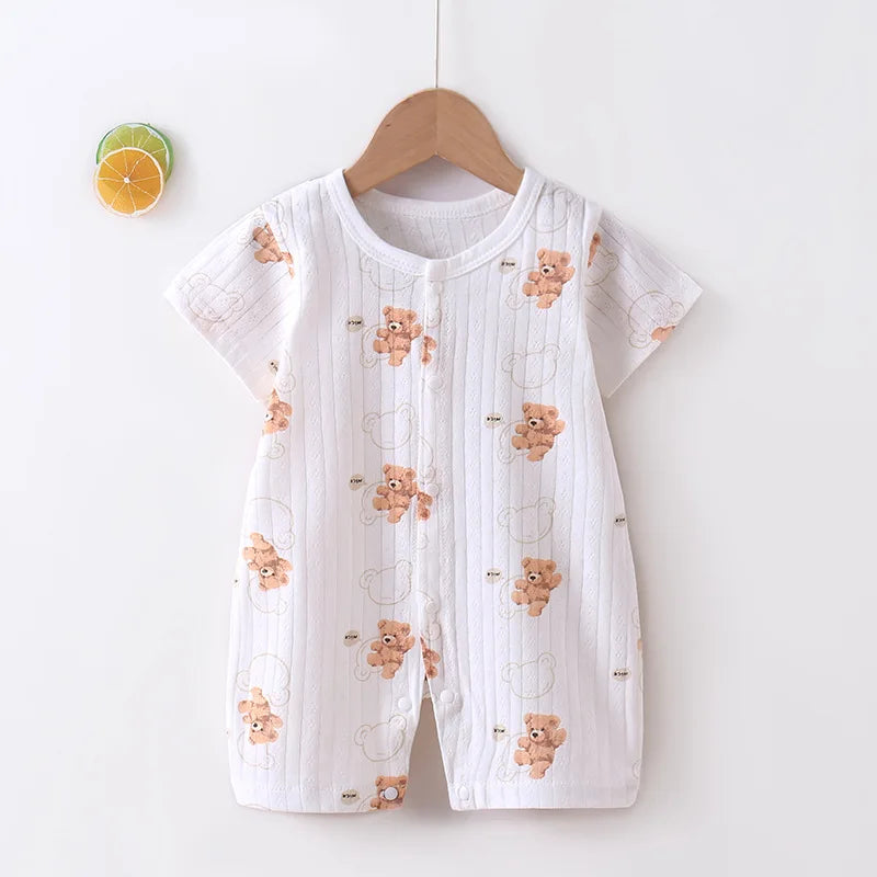 New Baby Onesies Climbing Clothes Pure Cotton Summer Newborn Boys Girls Rompers Short-Sleeved Thin Harness Infant Clothes