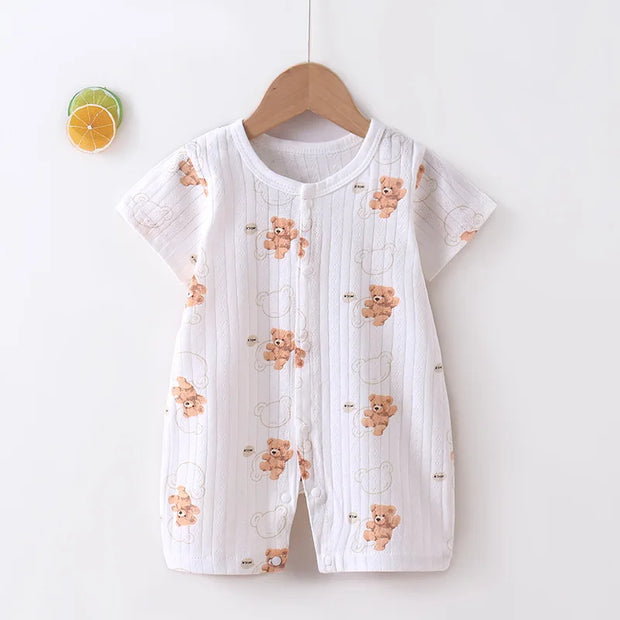 New Baby Onesies Climbing Clothes Pure Cotton Summer Newborn Boys Girls Rompers Short-Sleeved Thin Harness Infant Clothes